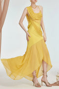 Flowering Girl Women Victoria Backless Irregular Hem Maxi Dress In Yellow