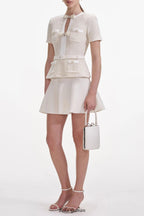 vicky Cream Sequin Knit top skirt set