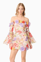 Flowering Girl Women Tabitha Multicolor Off Shoulder Mini Dress In Floral