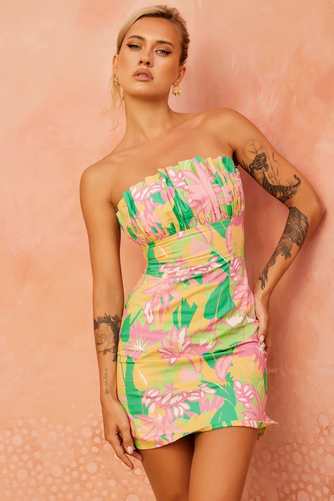 Flowering Girl Women Flowers Of Love Mini Dress - Pink Multi