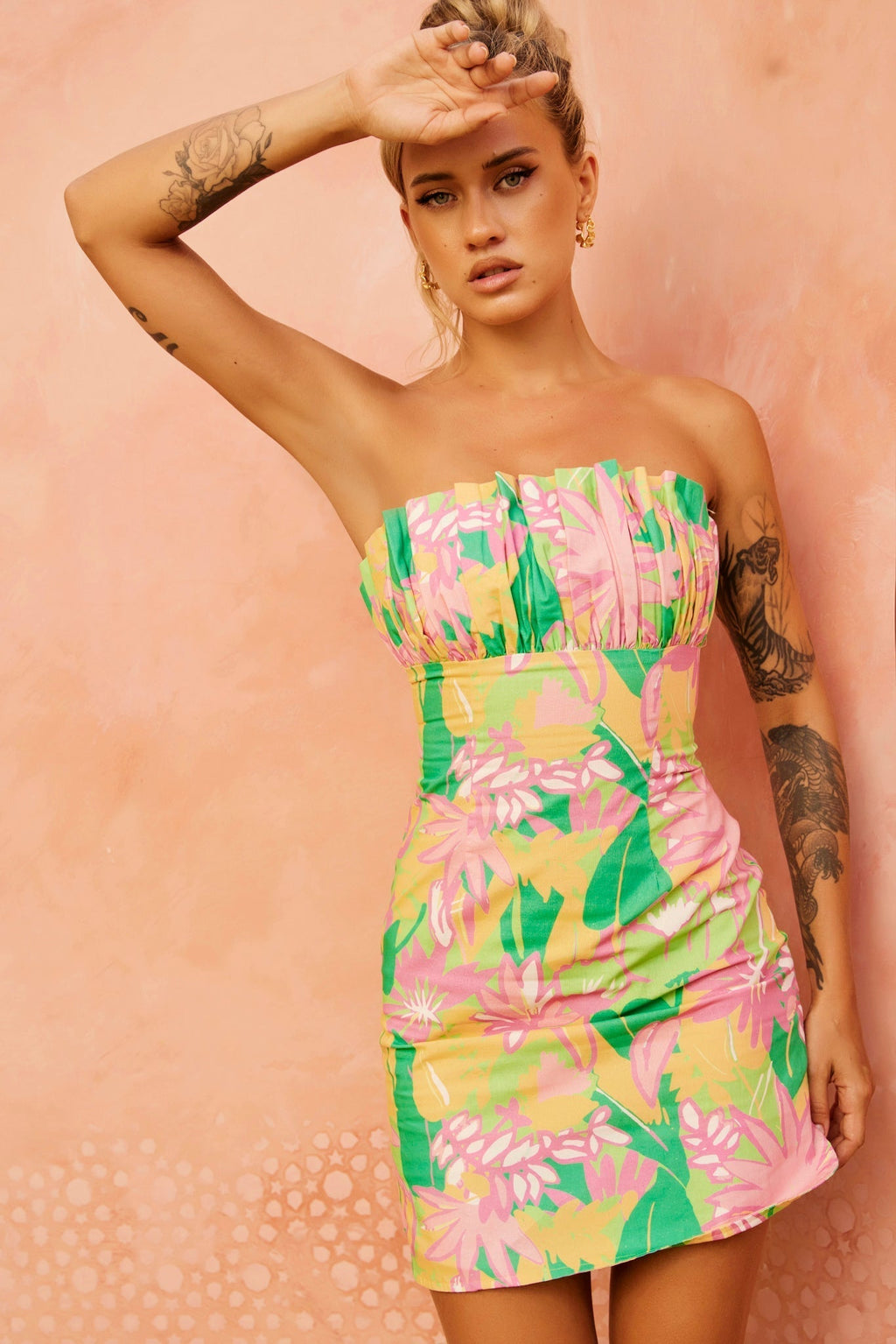 Flowering Girl Women Flowers Of Love Mini Dress - Pink Multi