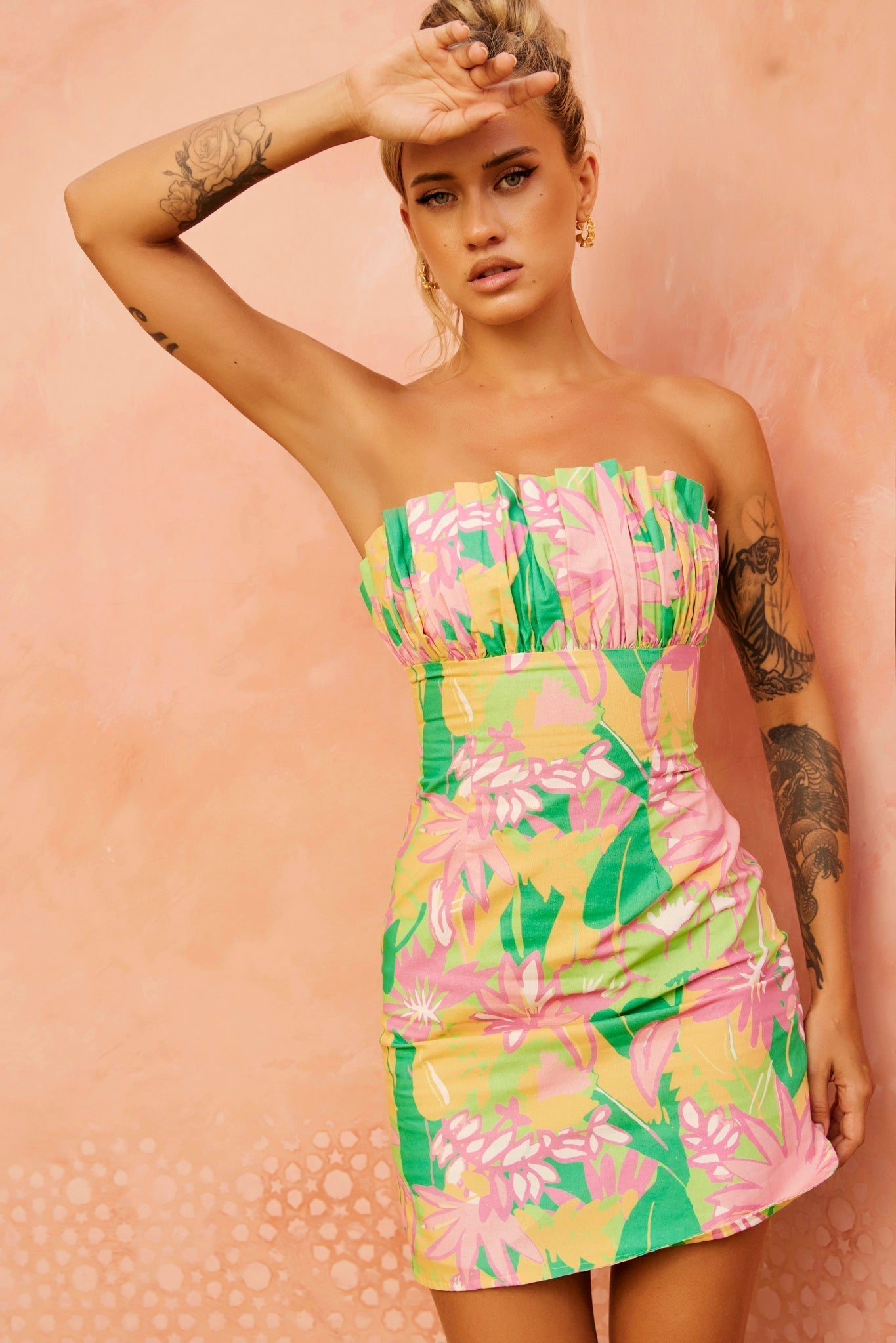 Flowering Girl Women Flowers Of Love Mini Dress - Pink Multi