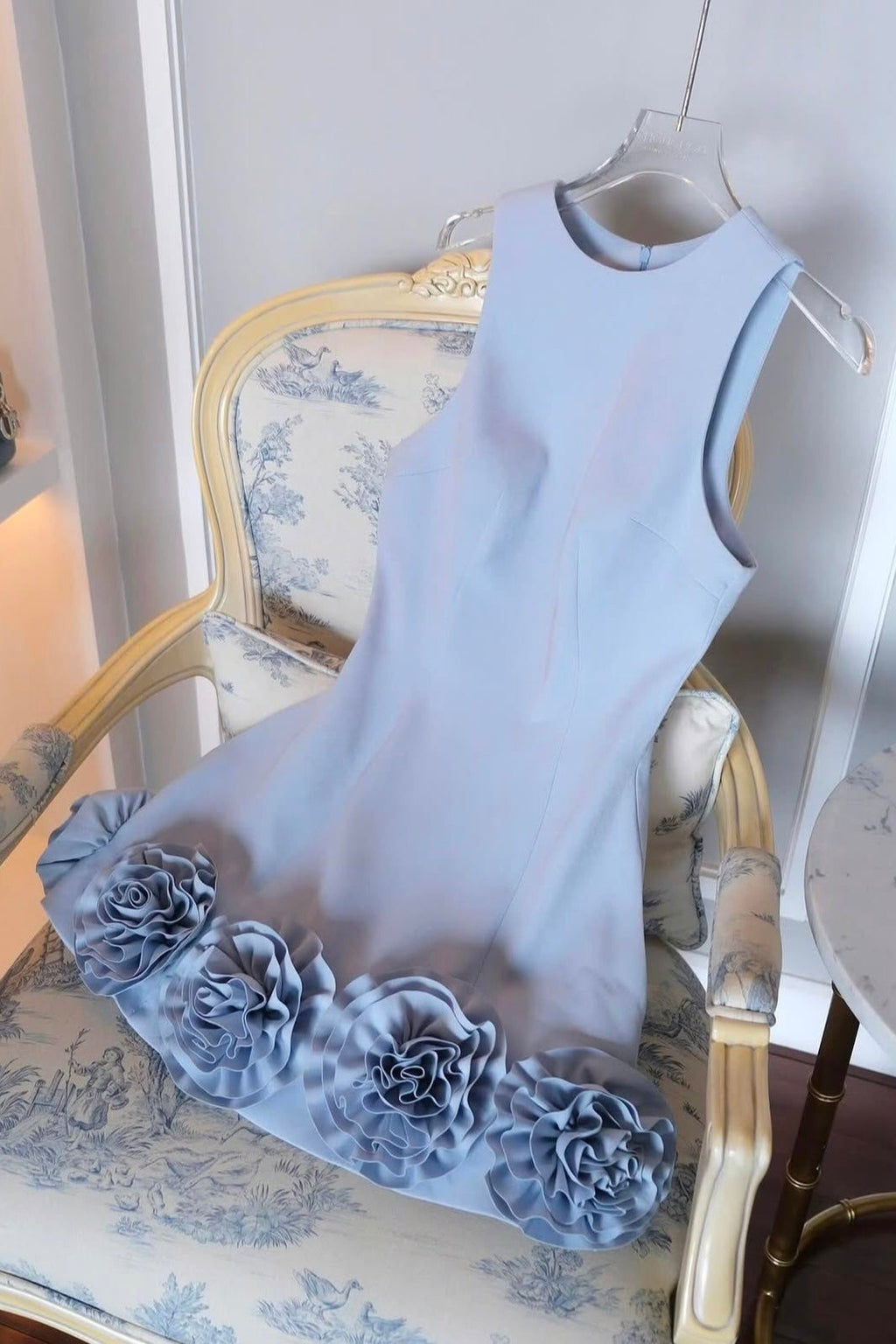 Flowering Girl Women Azure 3D Flower Mini Dress In Blue