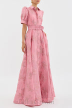 Flowering Girl Women Annette floral embellished Button Gown in pink