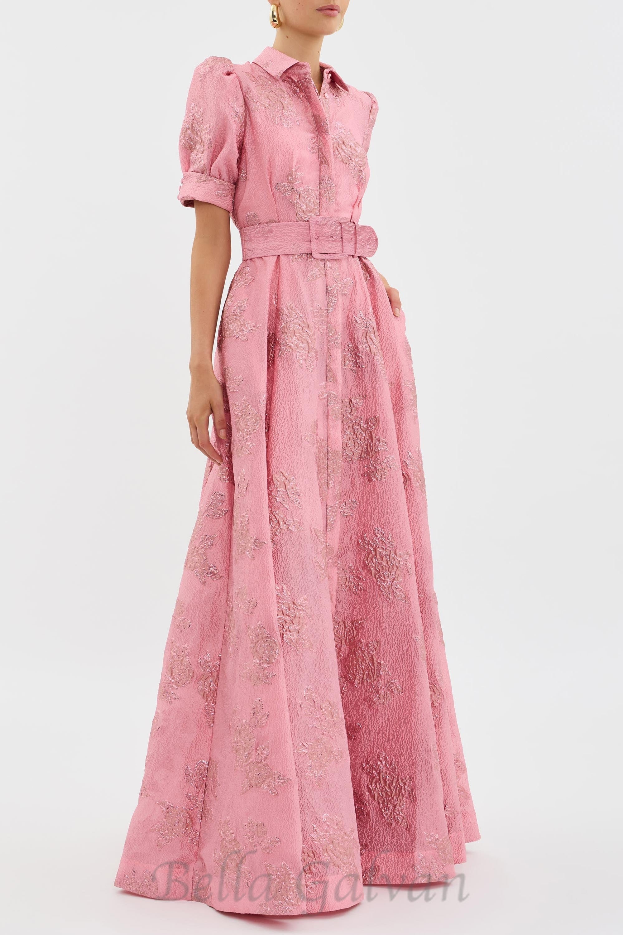 Flowering Girl Women Annette floral embellished Button Gown in pink