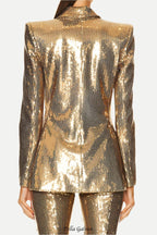 Flowering Girl Women alexandra Fitted Sequin Blazer in gold