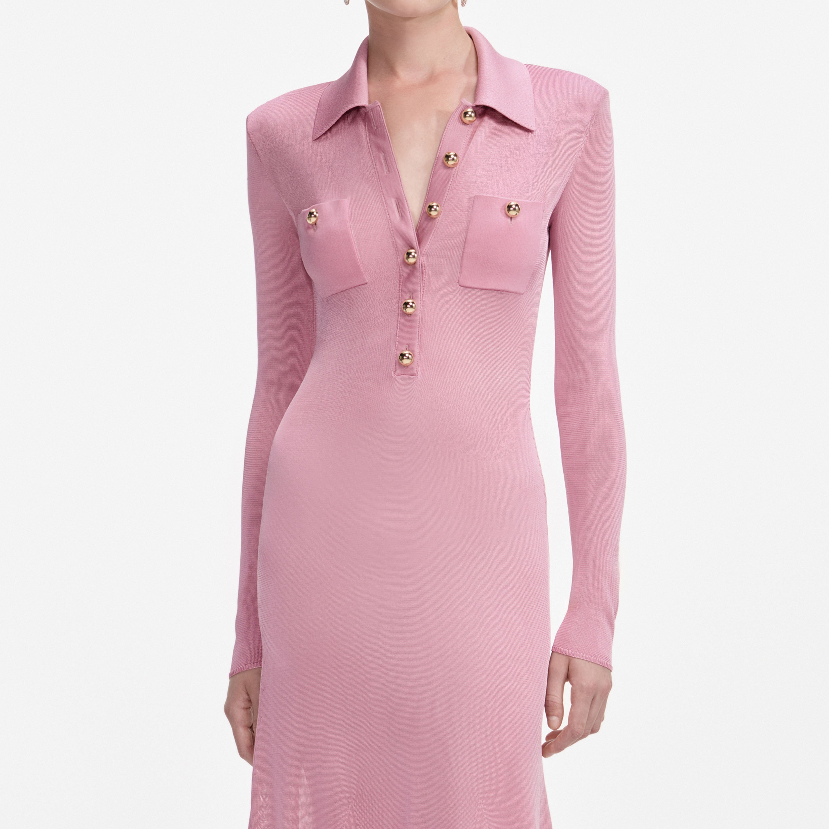 dominic Pink Viscose Knit Midi Dress