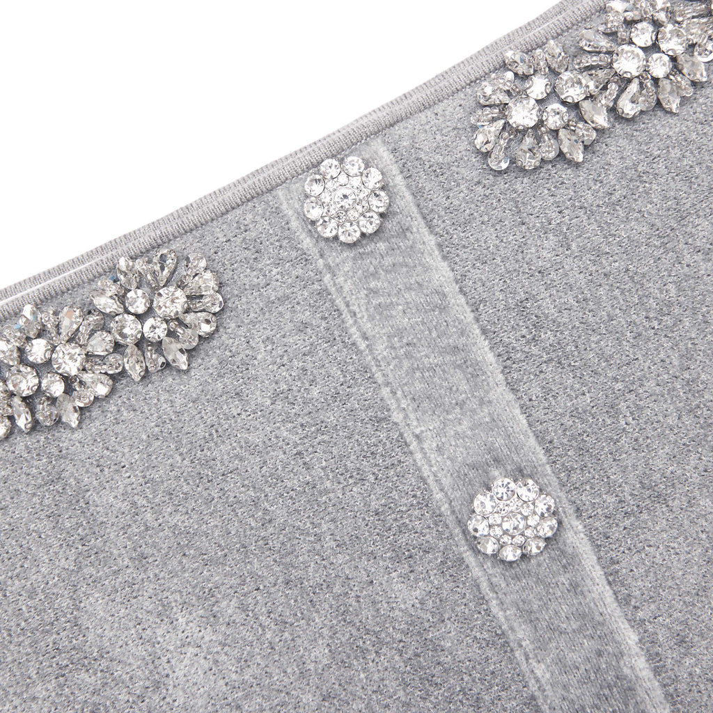 molly Grey Chenille Knit Crystal Trim Top