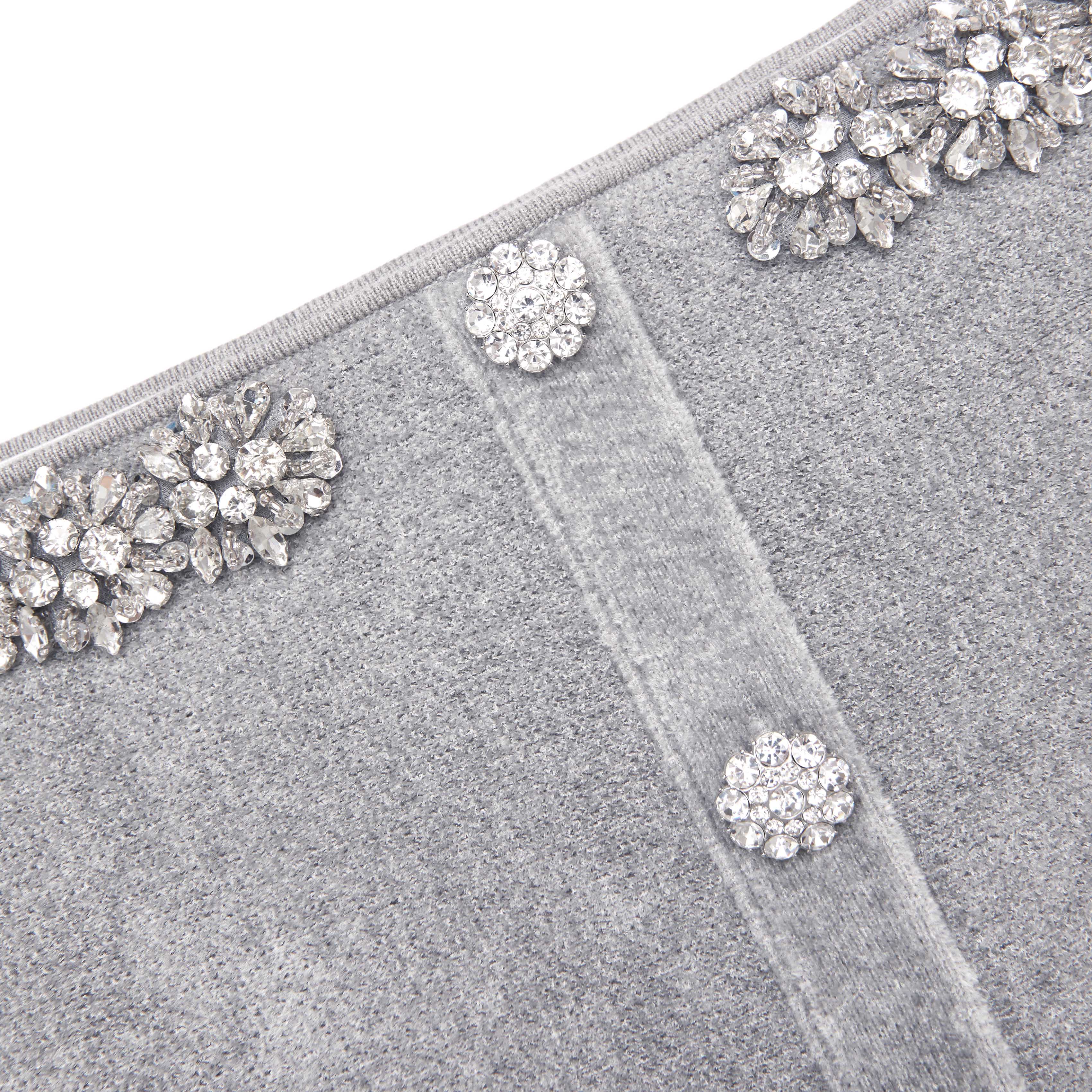 molly Grey Chenille Knit Crystal Trim Top