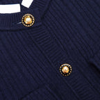 jane Navy Knit Taffeta Midi Dress
