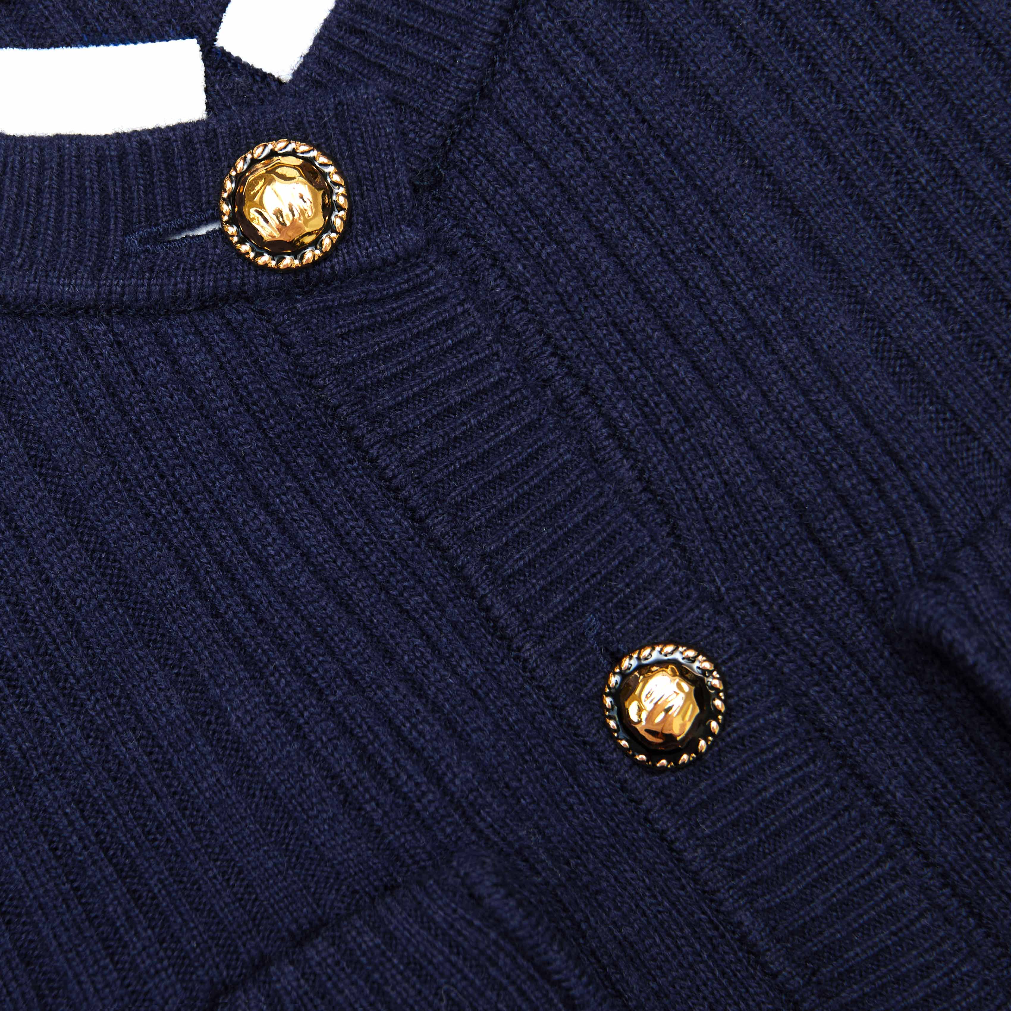 jane Navy Knit Taffeta Midi Dress