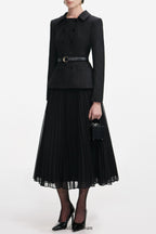 rosalind Black Wool Crepe Midi Dress
