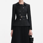rosalind Black Wool Crepe Midi Dress