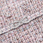 beulah Pink Boucle Metallic Tiered Midi Dress