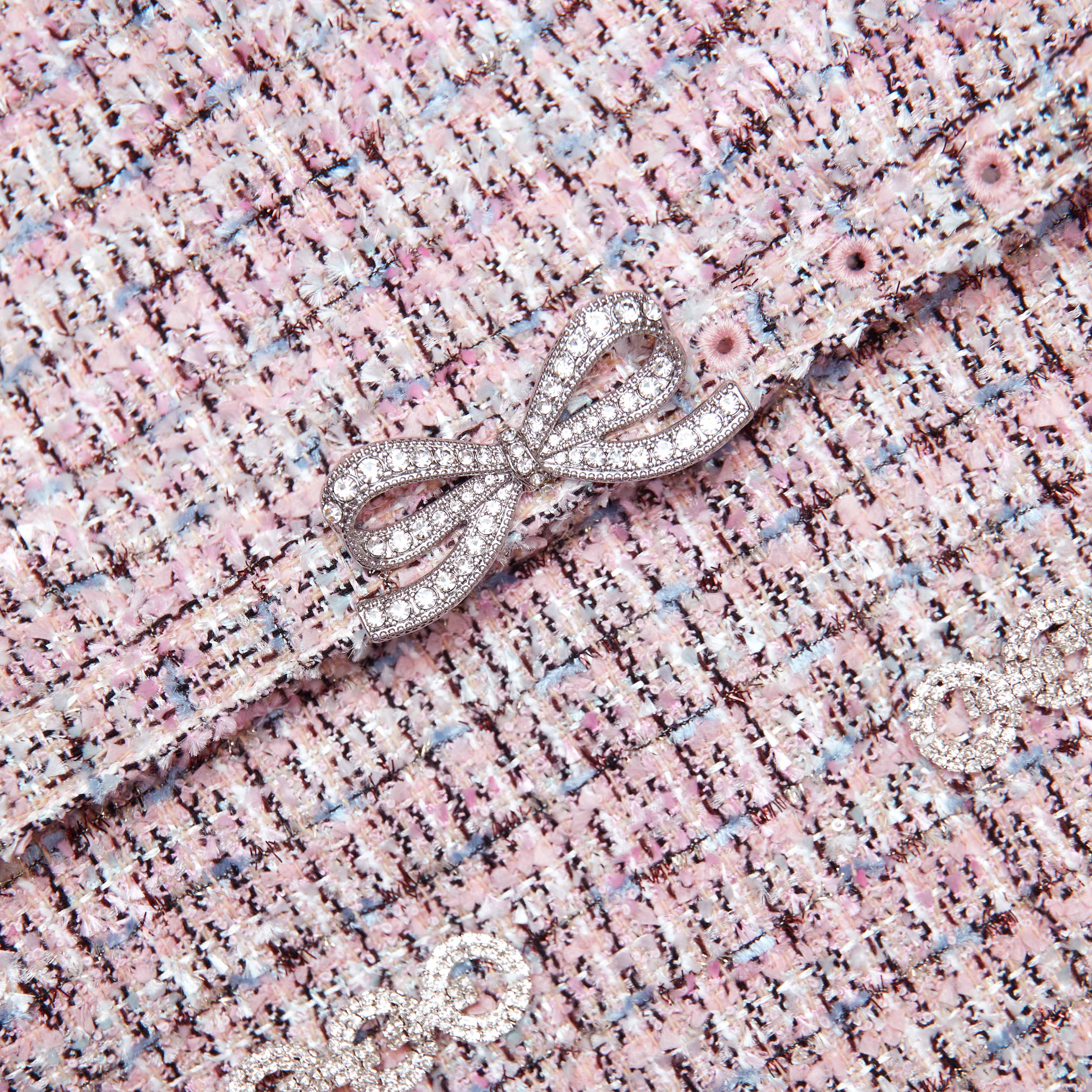 olivia Pink Boucle Chiffon Mini Dress