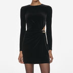yvette black Velvet Embellished Mini Dress