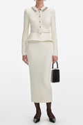 harriet Cream Wool Peplum Knit Midi Dress