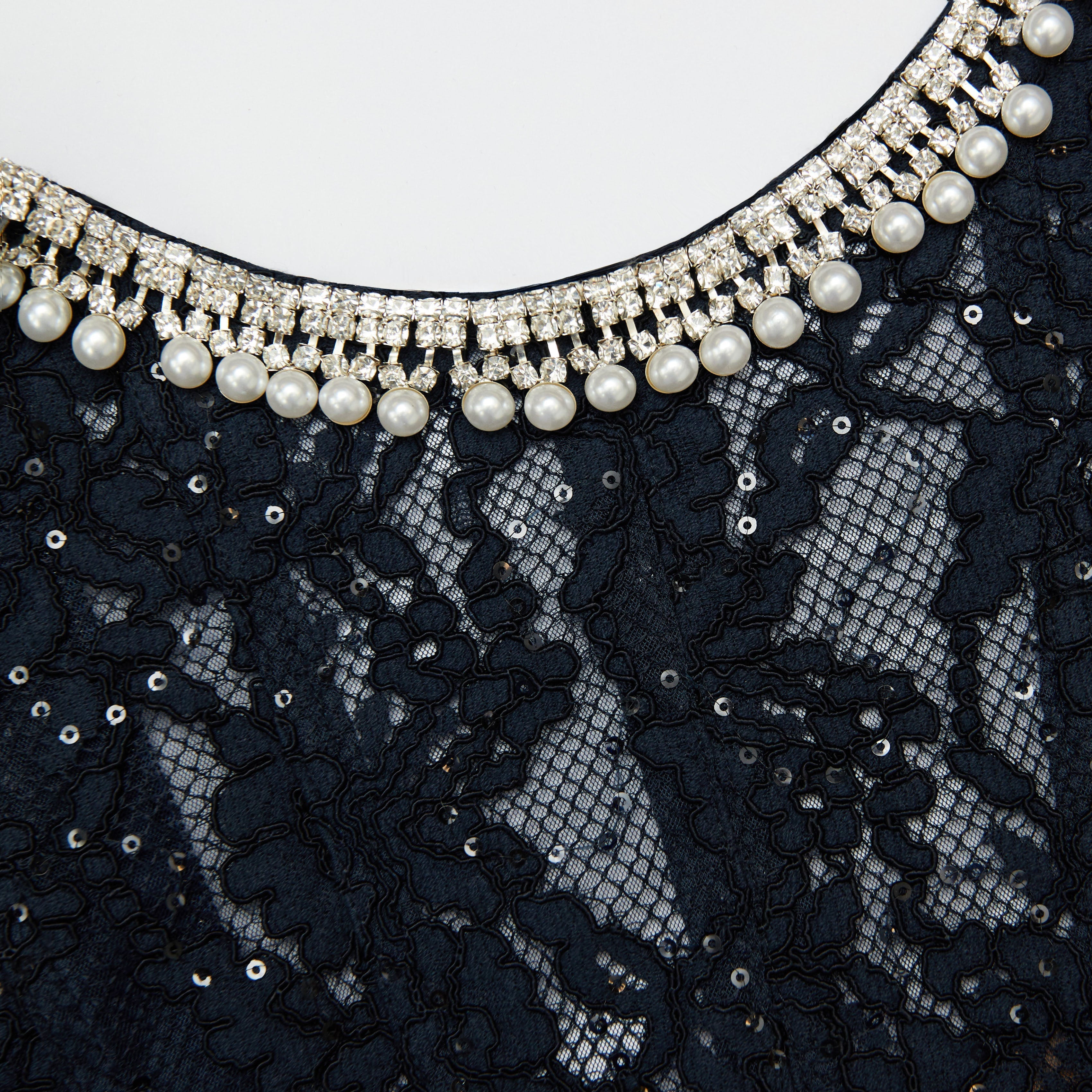 Tess Navy Lace Embellished Midi Dress