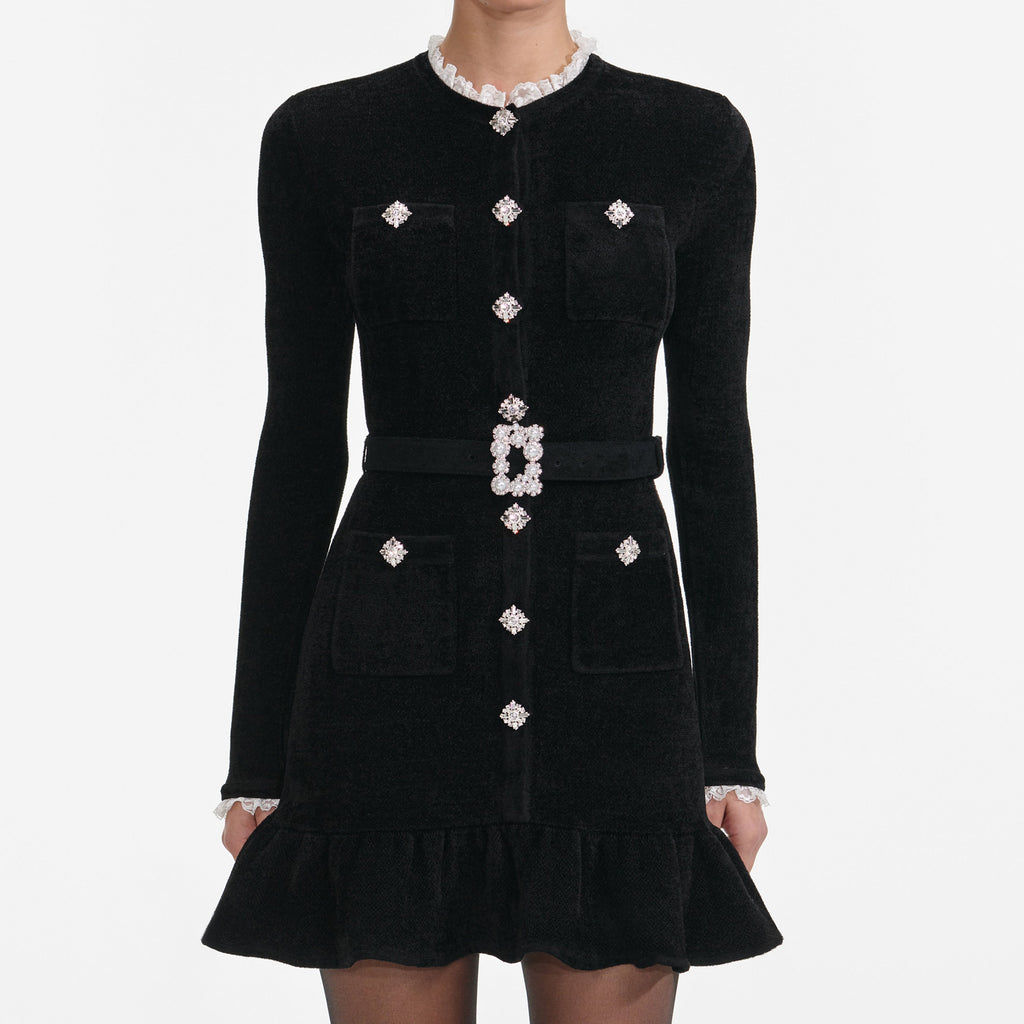 ingrid Black Chenille Knit Mini Dress