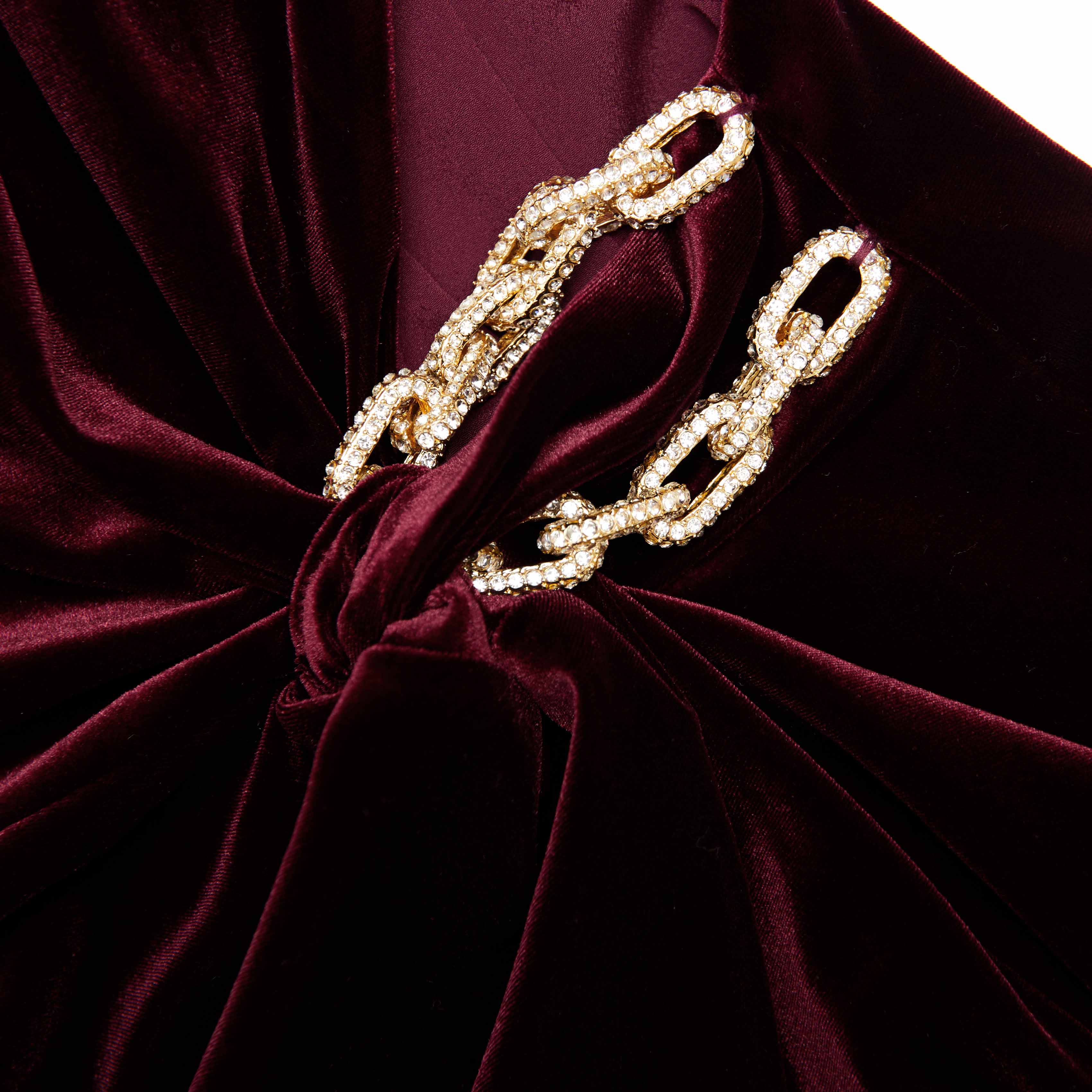 yvette Burgundy Velvet Embellished Mini Dress