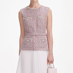 aditi Pink Boucle Chiffon Midi Dress