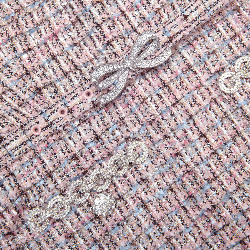 aditi Pink Boucle Chiffon Midi Dress