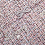 aditi Pink Boucle Chiffon Midi Dress