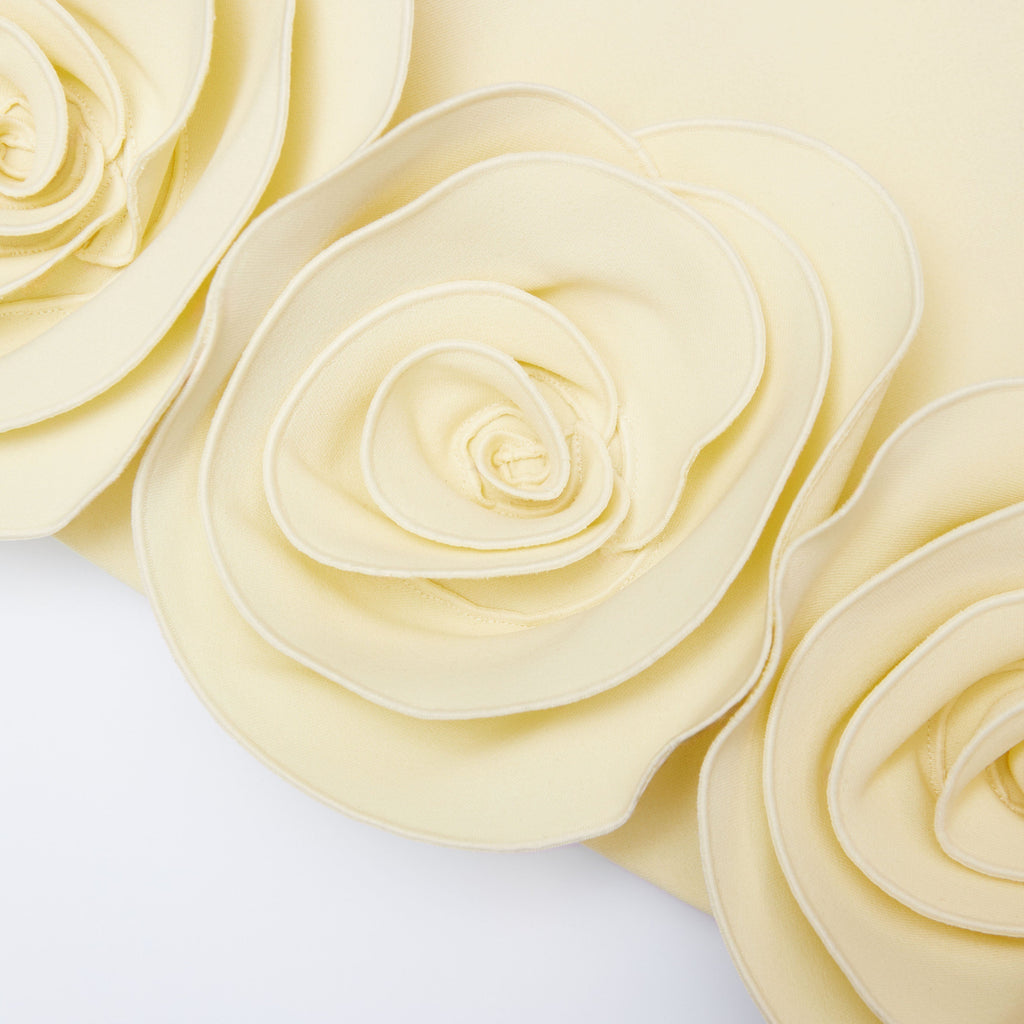 ophelia Yellow Crepe 3D Flower Mini Dress