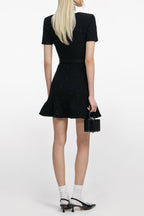 tammy Black Floral Textured Knit Mini Dress