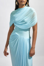 Flowering Girl Women Aakifa Asymmetric Draped Maxi Dress - Baby Blue