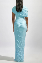 Flowering Girl Women Aakifa Asymmetric Draped Maxi Dress - Baby Blue