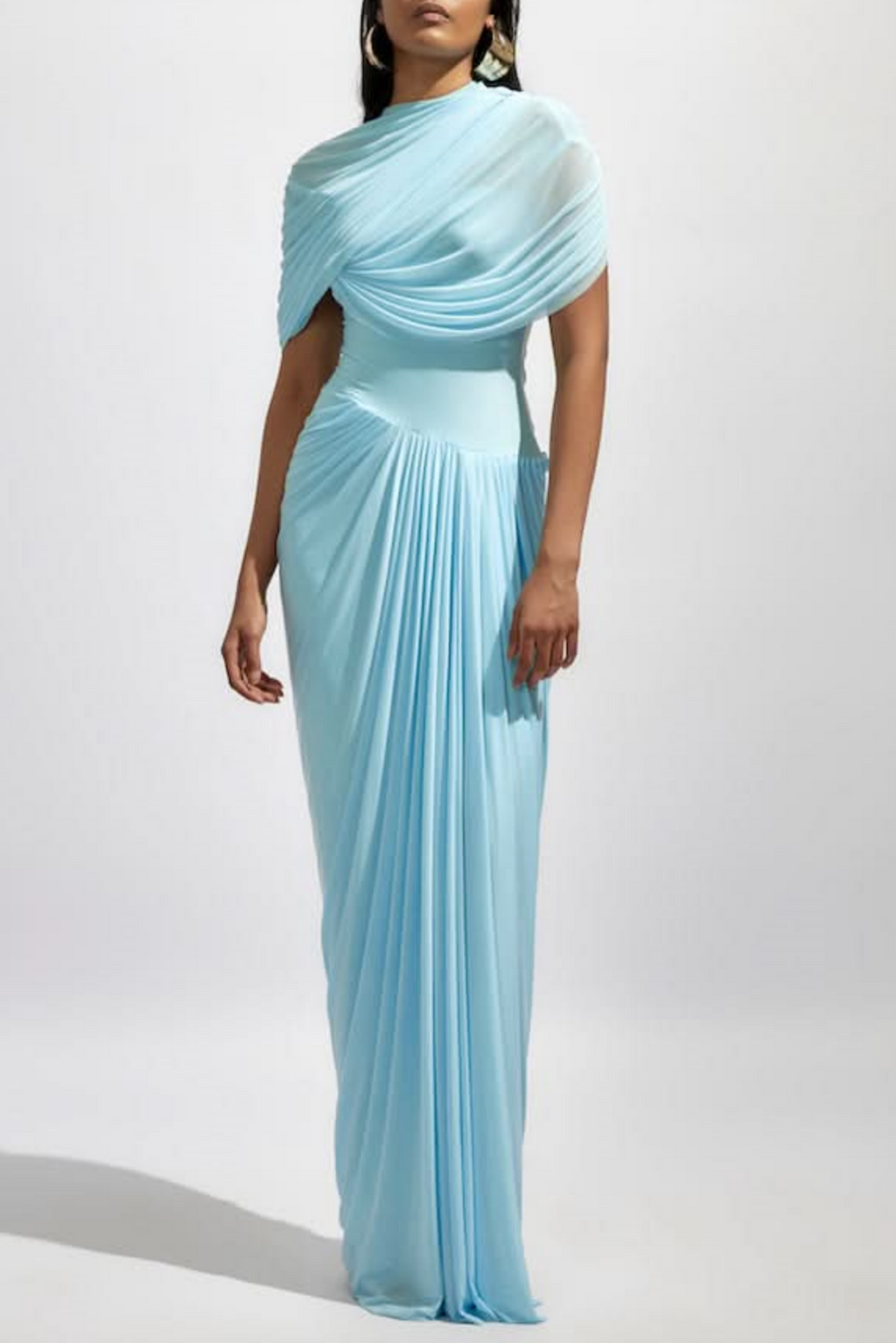 Flowering Girl Women Aakifa Asymmetric Draped Maxi Dress - Baby Blue