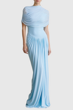 Flowering Girl Women Aakifa Asymmetric Draped Maxi Dress in Baby blue