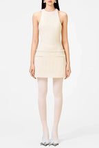 Abene Sleeveless Beaded Embellished Knit Mini Dress