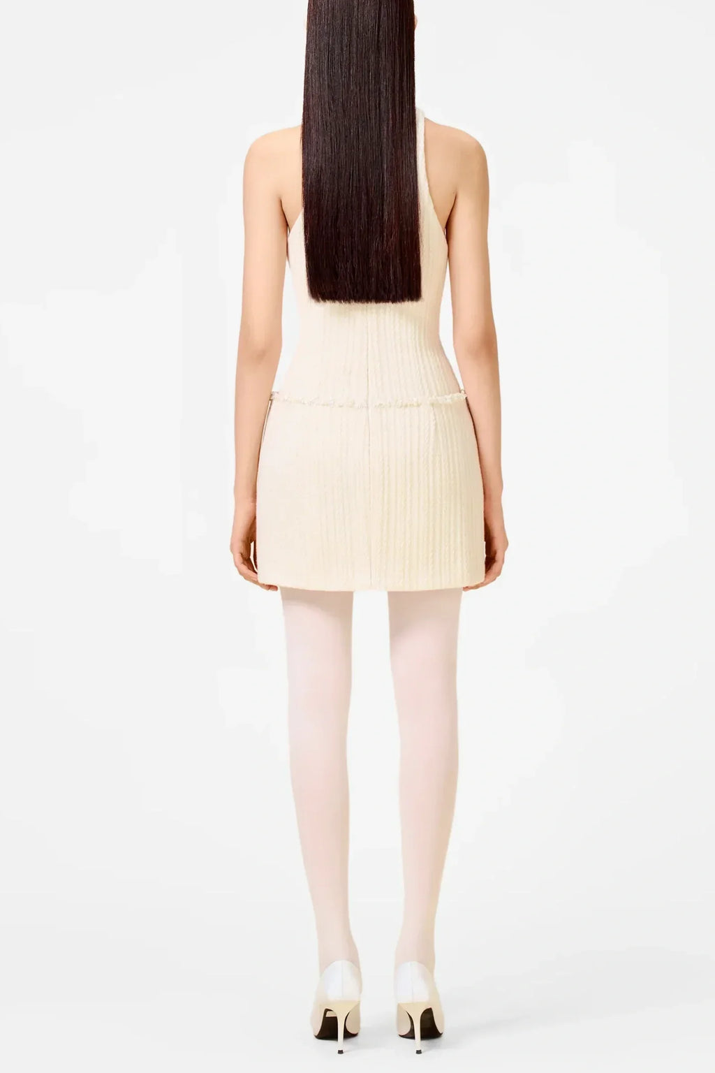 Abene Sleeveless Beaded Embellished Knit Mini Dress
