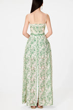 Flowering Girl Women Abetzi Floral Embroidered Shorts & Maxi Dress Set - Green