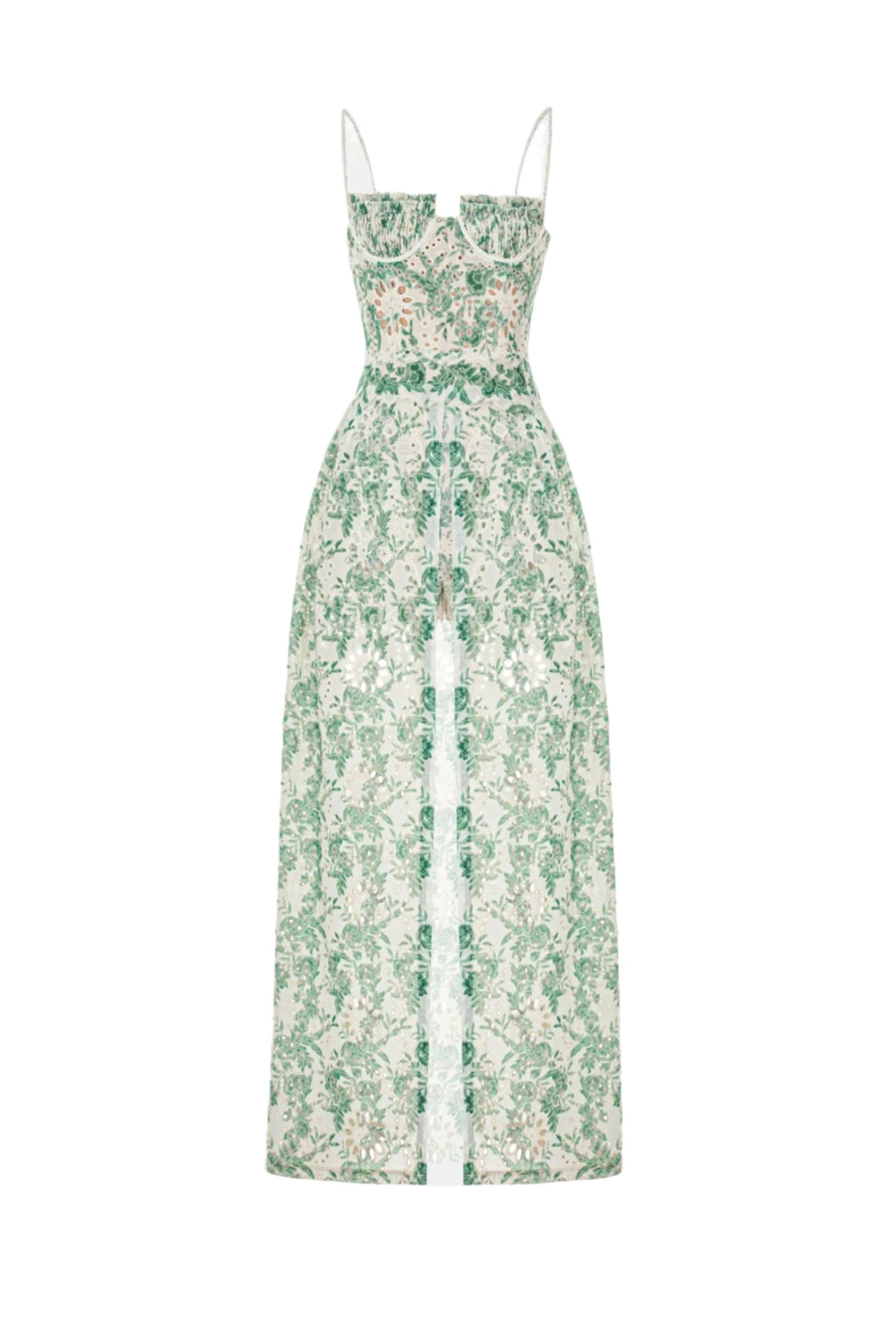 Flowering Girl Women Abetzi Floral Embroidered Shorts & Maxi Dress Set - Green