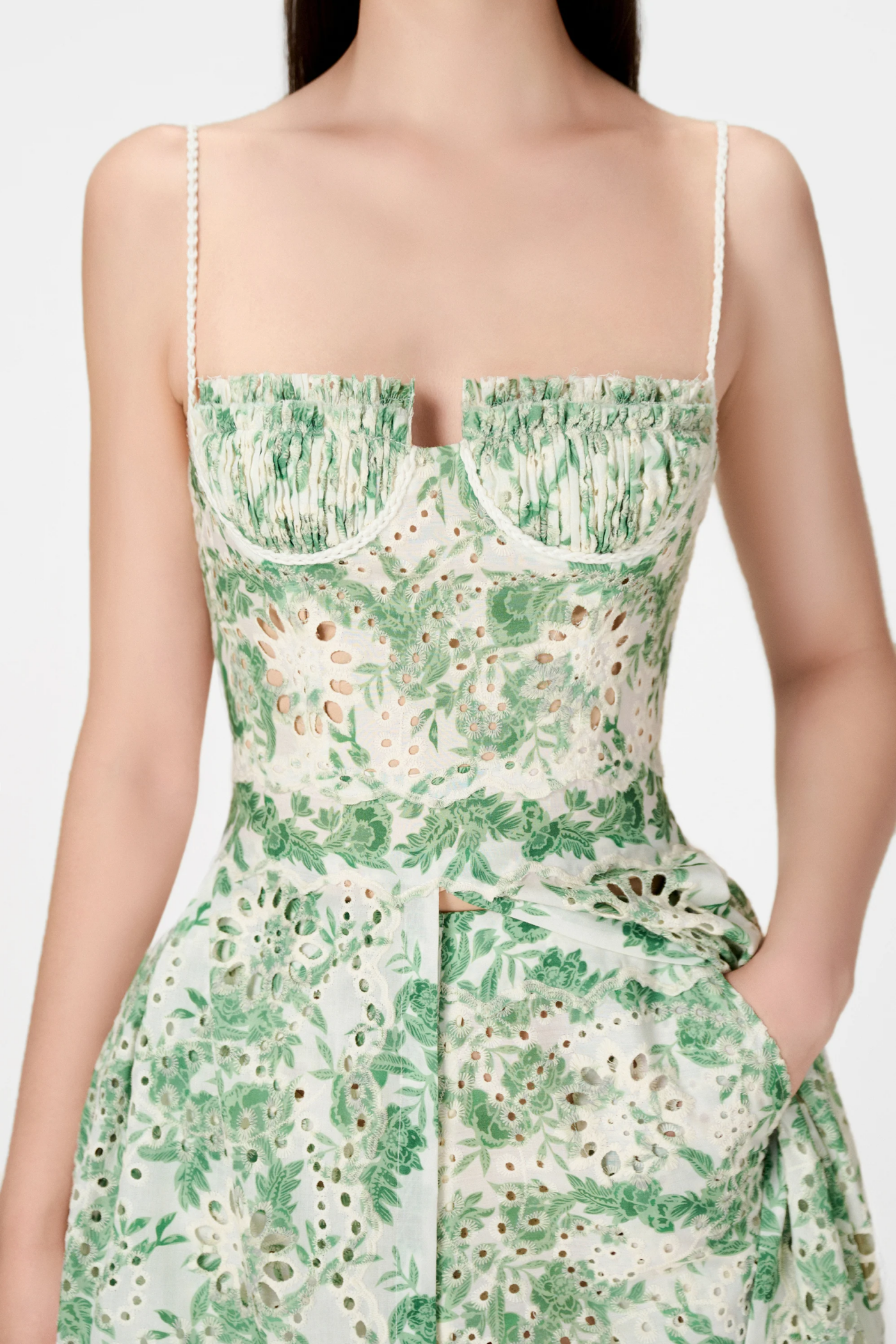 Flowering Girl Women Abetzi Floral Embroidered Shorts & Maxi Dress Set - Green
