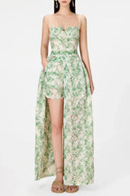 Flowering Girl Women Abetzi Floral Embroidered Shorts & Maxi Dress Set - Green