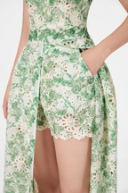 Flowering Girl Women Abetzi Floral Embroidered Shorts & Maxi Dress Set - Green