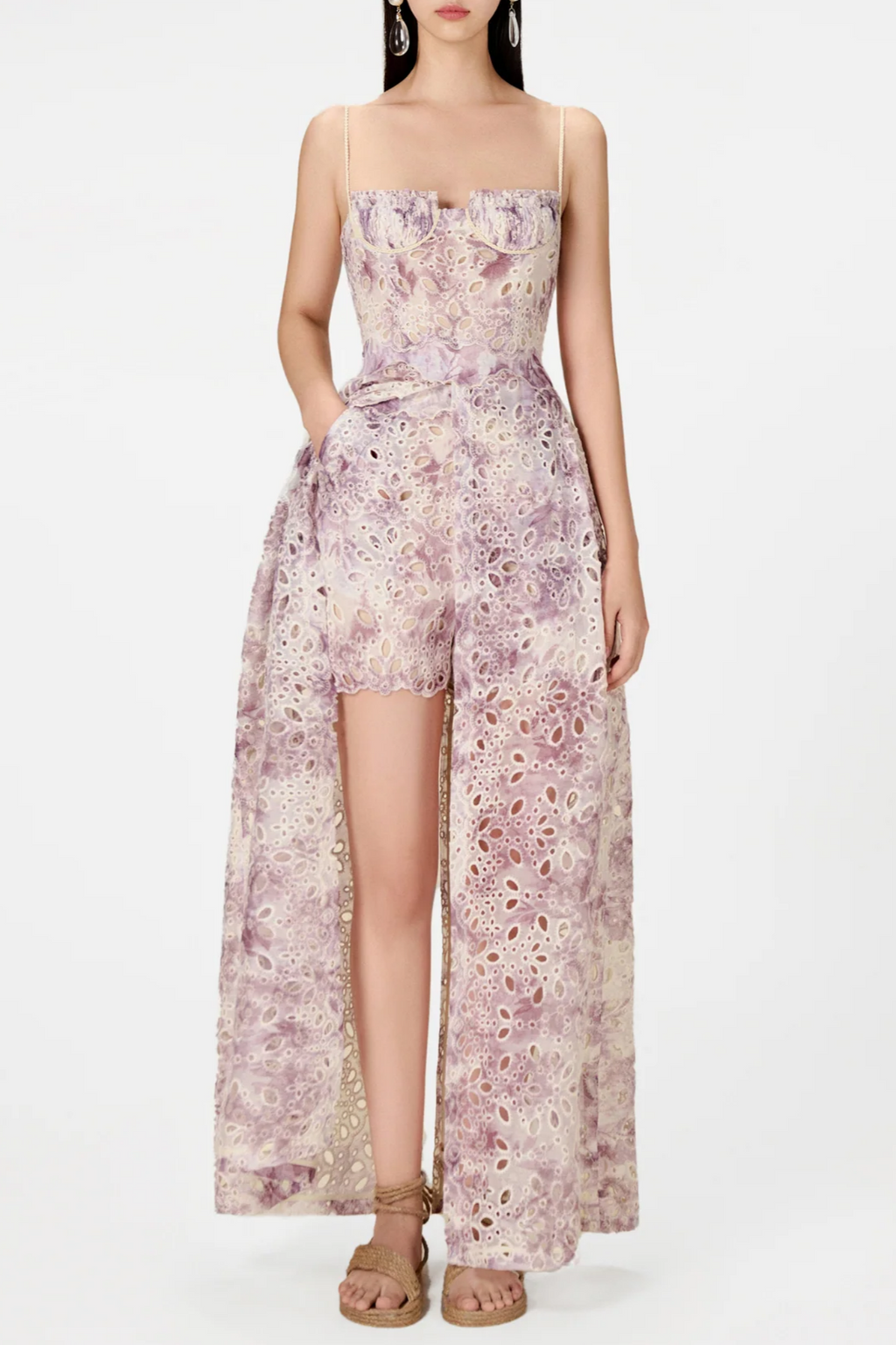 Flowering Girl Women Abetzi Floral Embroidered Shorts & Maxi Dress Set - Purple