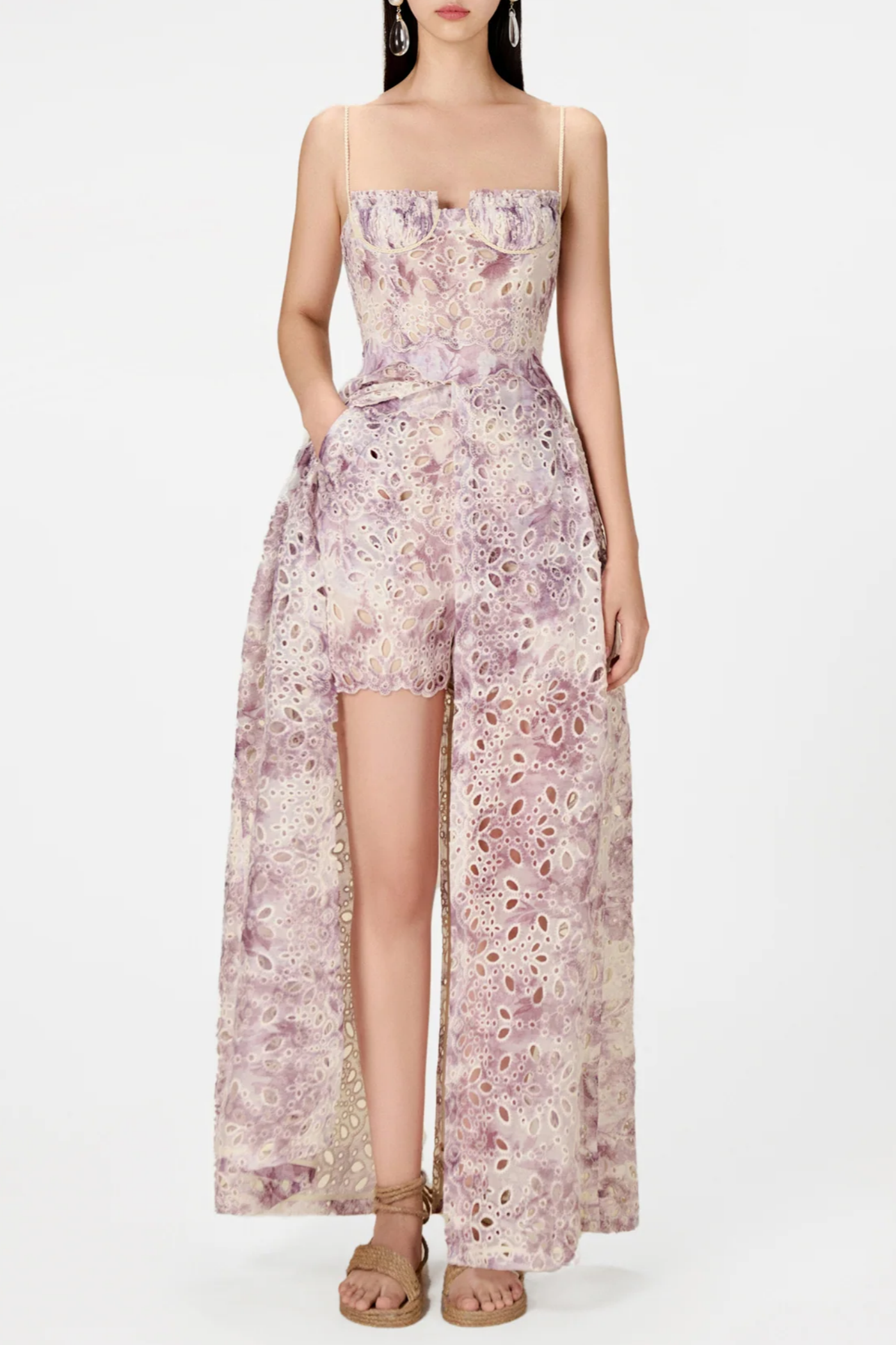 Flowering Girl Women Abetzi Floral Embroidered Shorts & Maxi Dress Set - Purple