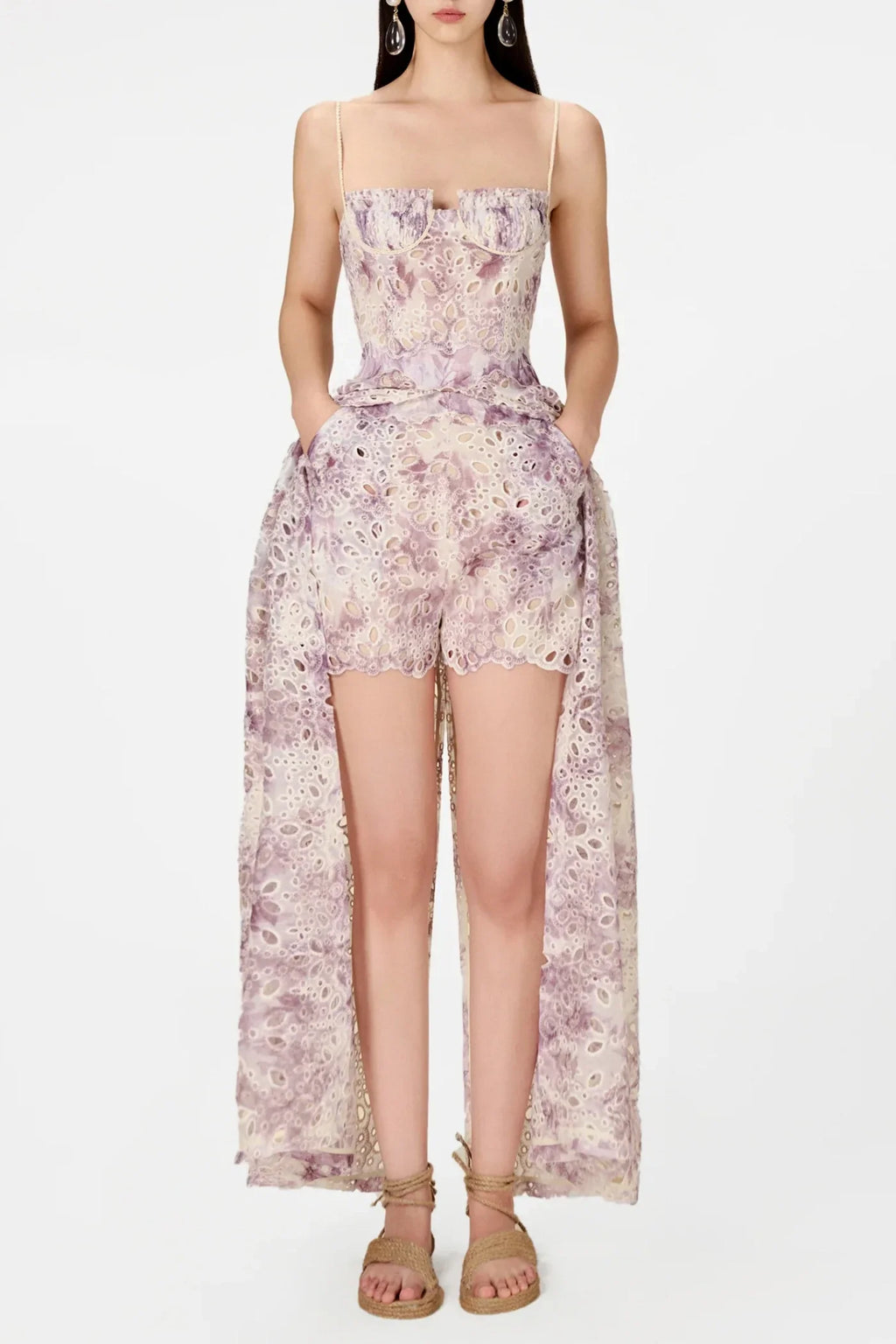 Flowering Girl Women Abetzi Floral Embroidered Shorts & Maxi Dress Set - Purple