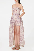 Flowering Girl Women Abetzi Floral Embroidered Shorts & Maxi Dress Set - Purple
