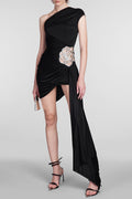 Flowering Girl Women Janett One Shoulder Floral Embellished Mini Dress - Black