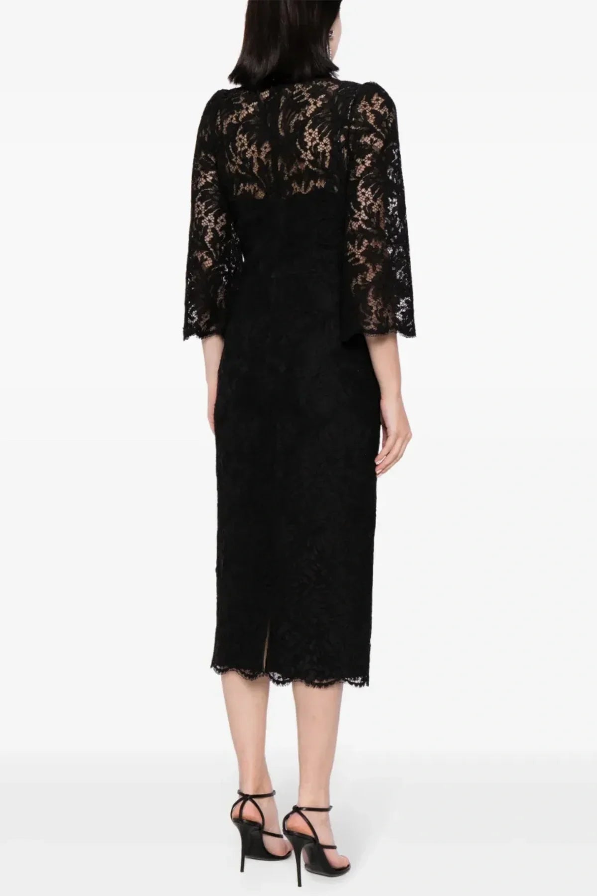 Flowering Girl Women Acotas Lace Crystal-Embellished Midi Dress - Black