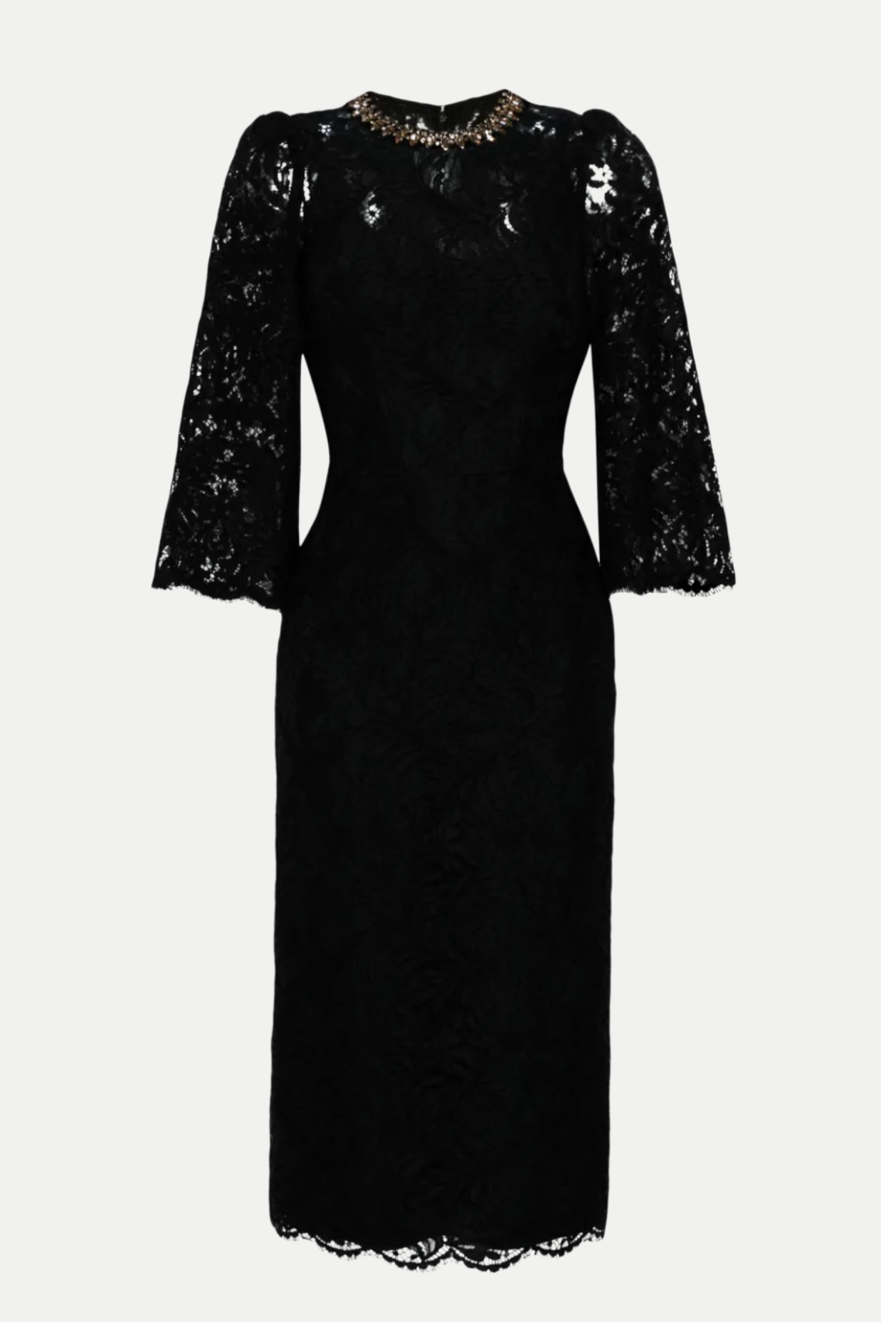 Flowering Girl Women Acotas Lace Crystal-Embellished Midi Dress - Black