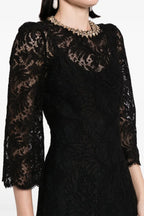 Flowering Girl Women Acotas Lace Crystal-Embellished Midi Dress - Black