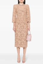 Flowering Girl Women Acotas Lace Crystal-Embellished Midi Dress - Nude