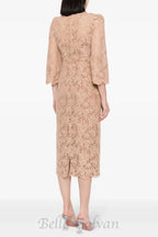 Flowering Girl Women Acotas Lace Crystal-embellished Midi Dress in Nude
